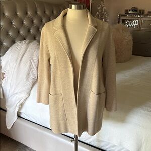 J Crew Tan Sweater Jacket Cashmere Blend